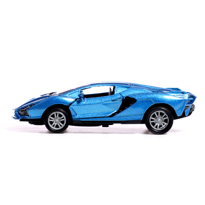 Машина металлическая «Спорт», инерция, 1:32, открываются двери, световые и звуковые эффекты, цвет синий - фото 2 - id-p223795796