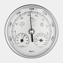 Барометр механический, метеостанция, настенный, серебристая рамка, d = 13 см