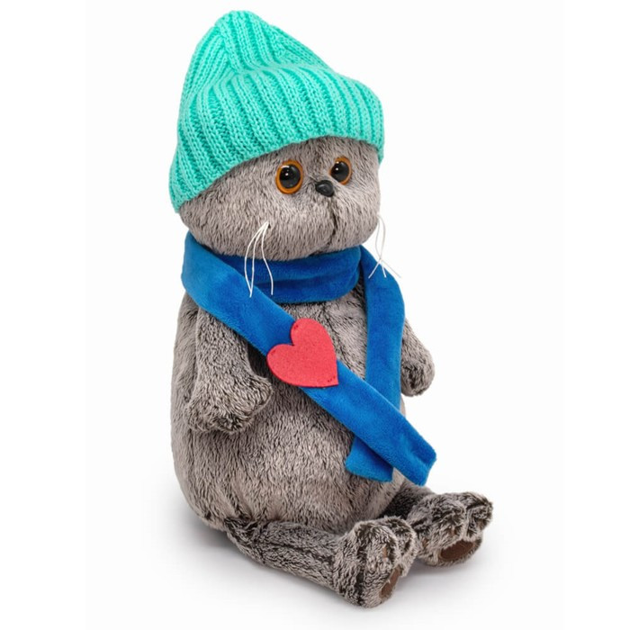 Мягкая игрушка «Басик», в шапке и шарфе с сердечком», 19 см - фото 2 - id-p223797040