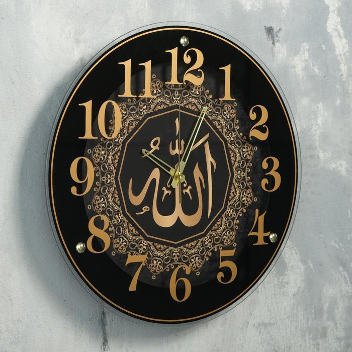 Часы настенные, интерьерные "Аллах", d-39 см, бесшумные, корпус черный - фото 2 - id-p223796977