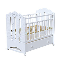 Кровать детская BONNE колесо-качалка с ящиком (белый) (1200х600)