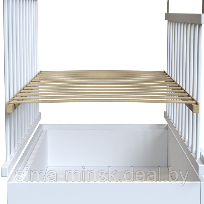 Кровать детская BONNE колесо-качалка с ящиком (белый) (1200х600) - фото 3 - id-p223797825