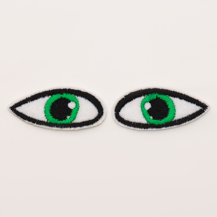 Набор термонаклеек «Глаза»: правый и левый, 1,4 × 3,5 см, овальный, цвет зелёный, 100 шт. - фото 1 - id-p223796491