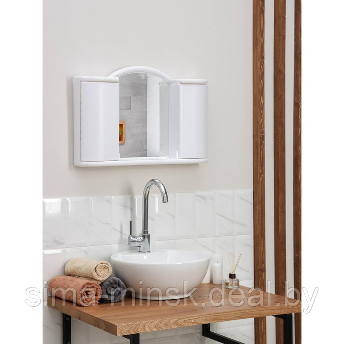 Шкафчик зеркальный для ванной комнаты «Арго», цвет снежно-белый - фото 1 - id-p223797340