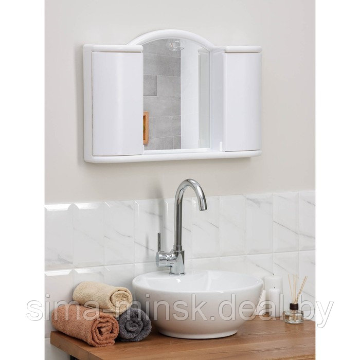 Шкафчик зеркальный для ванной комнаты «Арго», цвет снежно-белый - фото 2 - id-p223797340