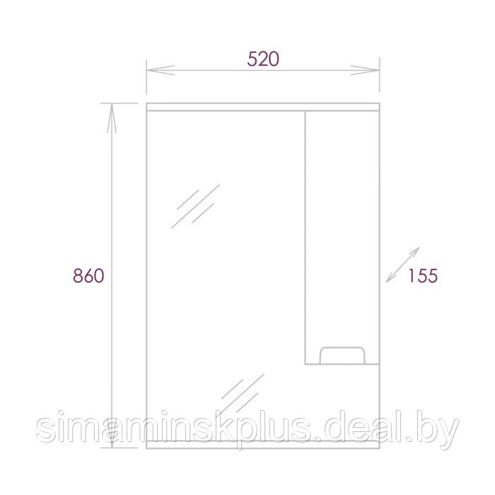 Шкаф-зеркало для ванной комнаты Onika "Харпер 52" белый, правый 52х15,5х86 см - фото 2 - id-p223798476