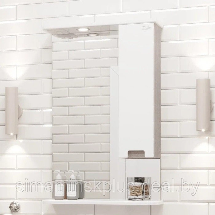 Шкаф-зеркало для ванной комнаты Onika "Харпер 52" белый, правый 52х15,5х86 см - фото 3 - id-p223798476