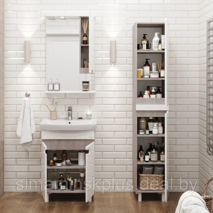 Шкаф-зеркало для ванной комнаты Onika "Харпер 52" белый, правый 52х15,5х86 см - фото 4 - id-p223798476