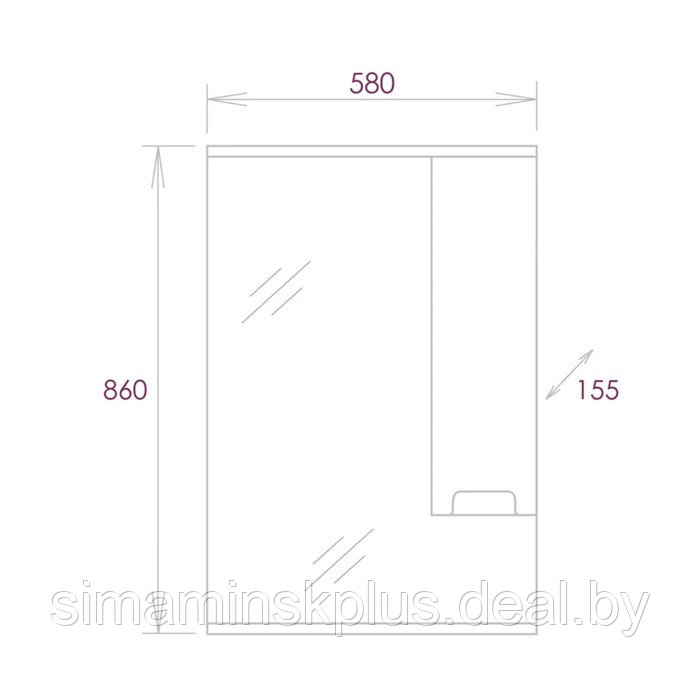 Шкаф-зеркало для ванной комнаты Onika "Харпер 58" белый, правый 58х15,5х86 см - фото 2 - id-p223798478