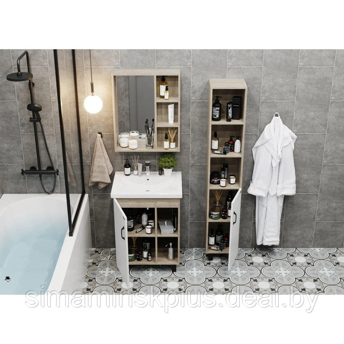 Тумба для ванной Onika "Тимбер 60" белая с раковиной Cersanit "COMO60" 60х45х82,5 см - фото 3 - id-p223798760