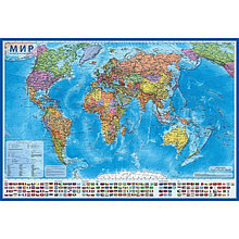 Карта Мира Политическая, 199 х 134 см, 1:15,5 млн, ламинированная