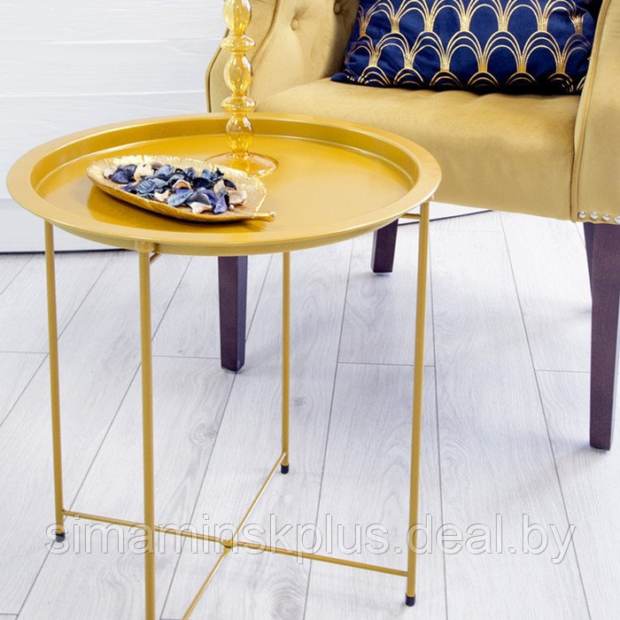 Складной металлический столик-поднос 2 в 1, 470×470×505 мм, цвет золотой - фото 7 - id-p223798780