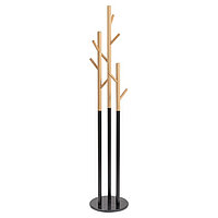 Вешалка напольная Solheim, 340×340×1710 мм, цвет чёрный мрамор / натуральное дерево