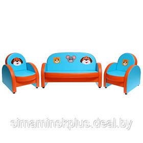 Комплект мягкой мебели «Агата. Домашние животные», голубо-оранжевый