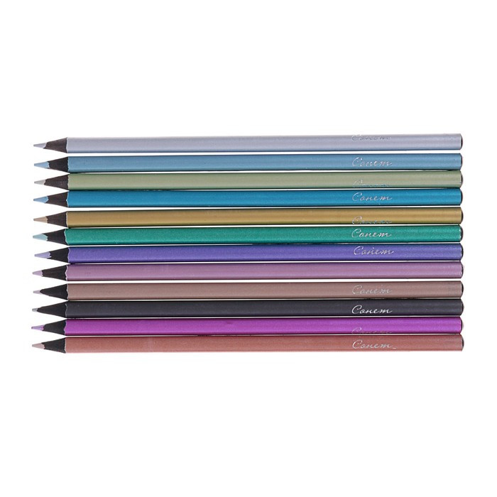 Карандаши художественные цветные, ЗХК "Сонет", Metallic, 12 цветов, металлик, для темной бумаги - фото 2 - id-p223798675