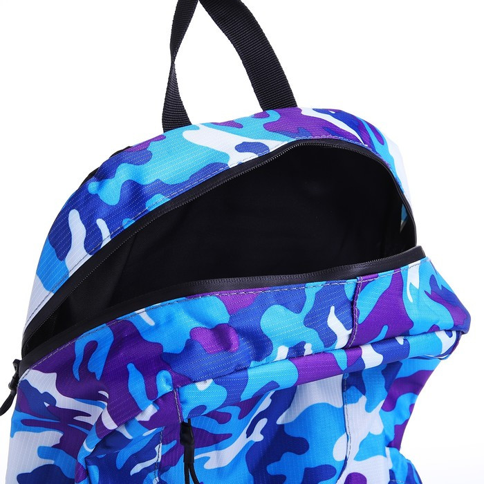 Рюкзак молодёжный, водонепроницаемый на молнии, 3 кармана, цвет синий - фото 4 - id-p223798911