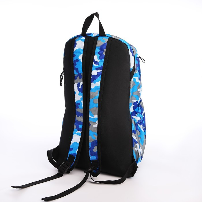 Рюкзак молодёжный, водонепроницаемый на молнии, 3 кармана, цвет голубой/синий - фото 2 - id-p223798912