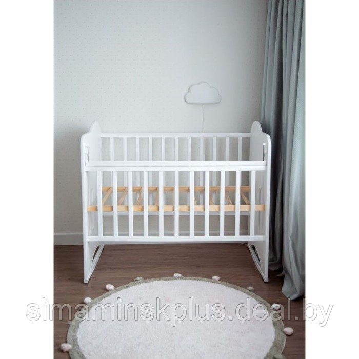 Кровать детская Sweet Bear колесо-качалка (белый) ( 1200х600) - фото 5 - id-p223799301