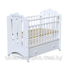 Кровать детская BONNE колесо-качалка с ящиком  (белый) (1200х600)