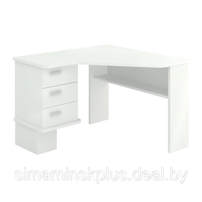 Угловой стол, левый угол, 1150 × 1100 × 780 мм, цвет белый жемчуг - фото 1 - id-p223799607