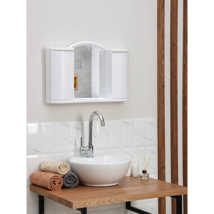 Шкафчик зеркальный для ванной комнаты «Арго», цвет снежно-белый - фото 1 - id-p223799703