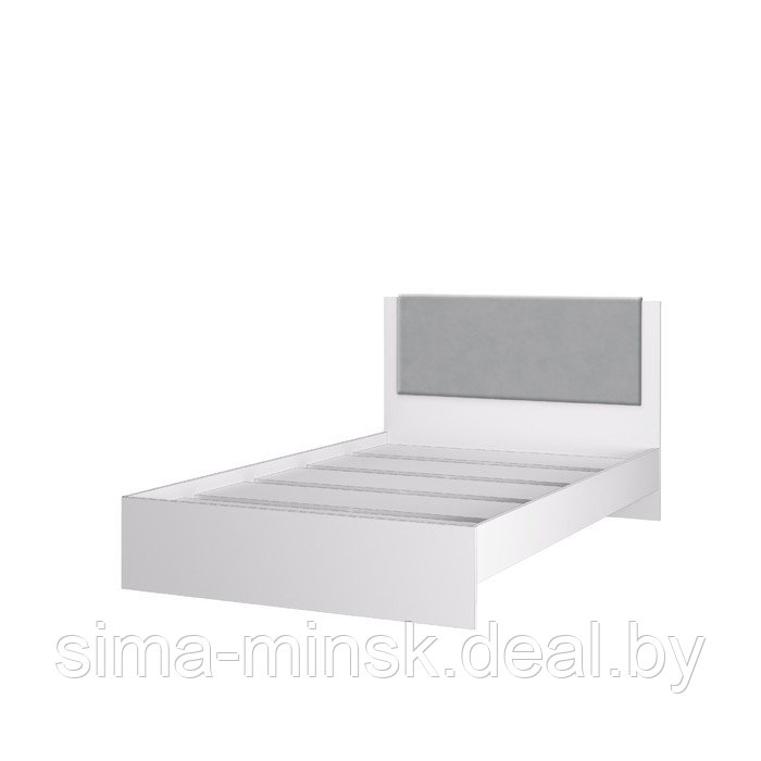 Кровать «Акцент №1200М», 1200×2000 мм, цвет белый / цемент светлый / веллюкс сильвер - фото 3 - id-p223798508