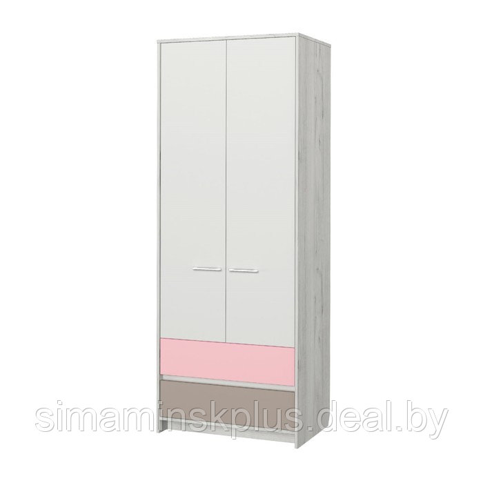 Шкаф 2-х створчатый «Зефир № 2», 800 × 536 × 2100 мм, цвет дуб эльза / розовый - фото 1 - id-p223799660