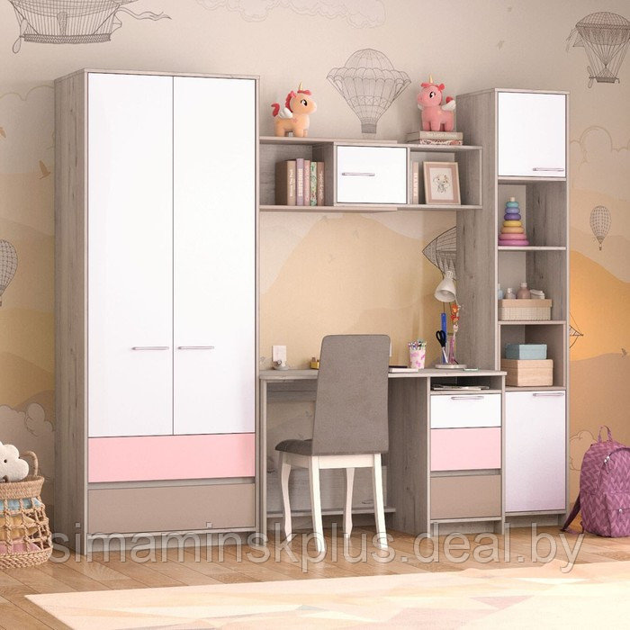 Шкаф 2-х створчатый «Зефир № 2», 800 × 536 × 2100 мм, цвет дуб эльза / розовый - фото 3 - id-p223799660