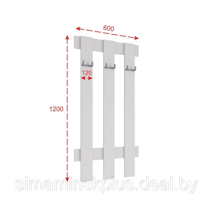 Вешалка Мори, 600х32х1200, Белая - фото 2 - id-p223799933