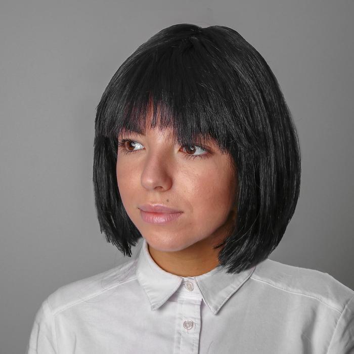 Карнавальный парик «Каре», обхват головы 56-58 см, цвет чёрный, 100 г - фото 1 - id-p223799545