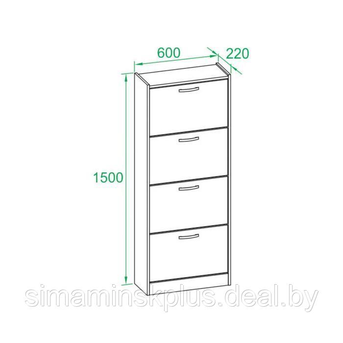 Обувница, 600 × 220 × 1500 мм, цвет венге/белёный дуб - фото 3 - id-p223799969