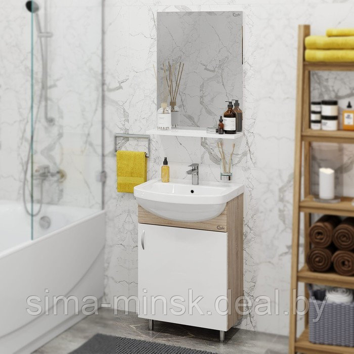 Комплект мебели Onika "ЭКО 52" сонома: Тумба для ванной + раковина + шкаф-зеркало - фото 1 - id-p223798581