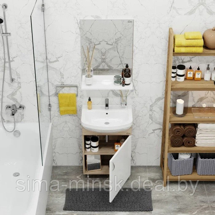 Комплект мебели Onika "ЭКО 52" сонома: Тумба для ванной + раковина + шкаф-зеркало - фото 3 - id-p223798581