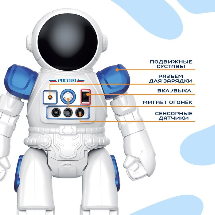 Робот радиоуправляемый «Космонавт», интерактивный, русский чип, жесты, с аккумулятором - фото 4 - id-p223800142