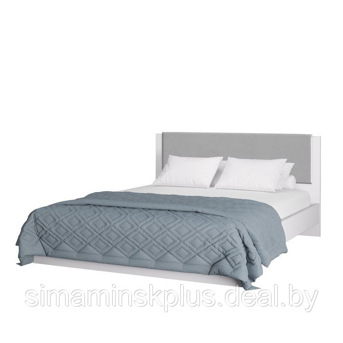Кровать «Акцент №16М», 1600×2000 мм, цвет белый / цемент светлый / веллюкс сильвер - фото 1 - id-p223800162