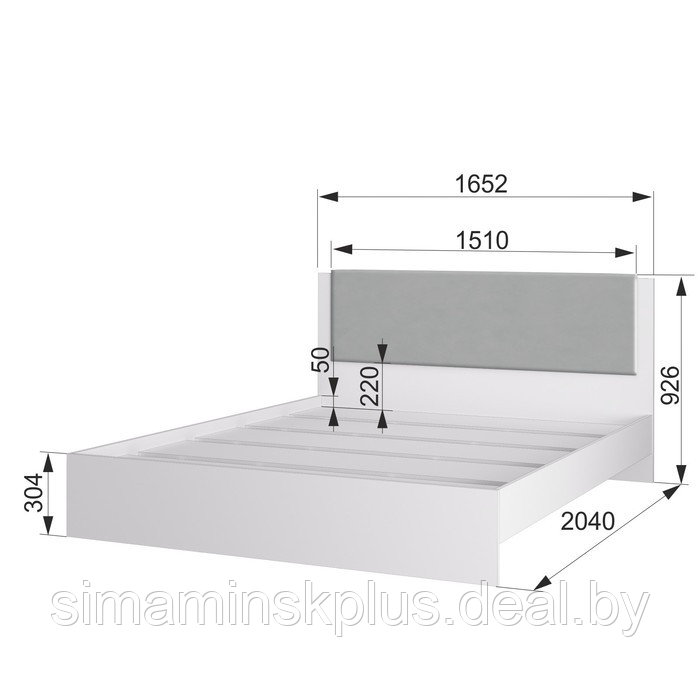 Кровать «Акцент №16М», 1600×2000 мм, цвет белый / цемент светлый / веллюкс сильвер - фото 4 - id-p223800162