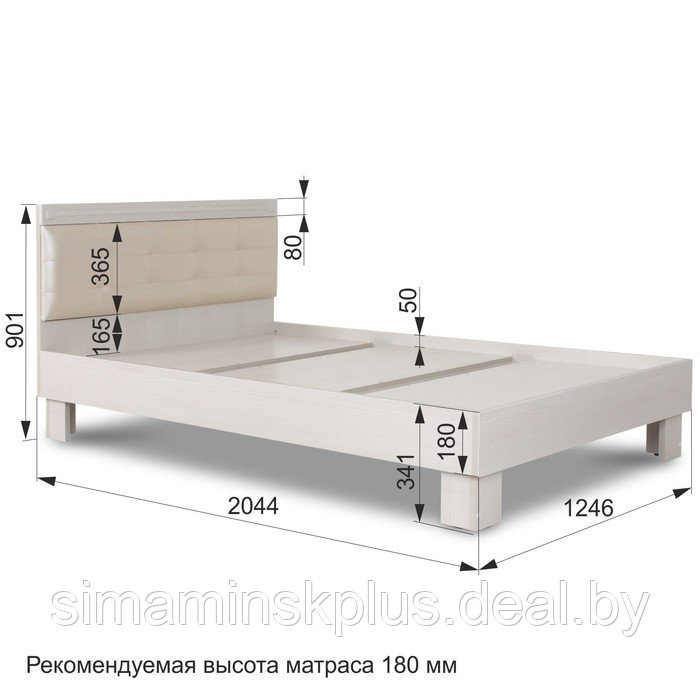 Кровать «Азалия 1200 М», без ПМ, 1200х2000 мм, Бодега белый/Белый пунто - фото 3 - id-p223800166