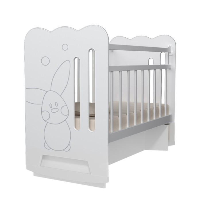Кровать детская Sweet Rabbit колесо-качалка с маятником, цвет белый - фото 2 - id-p223800352