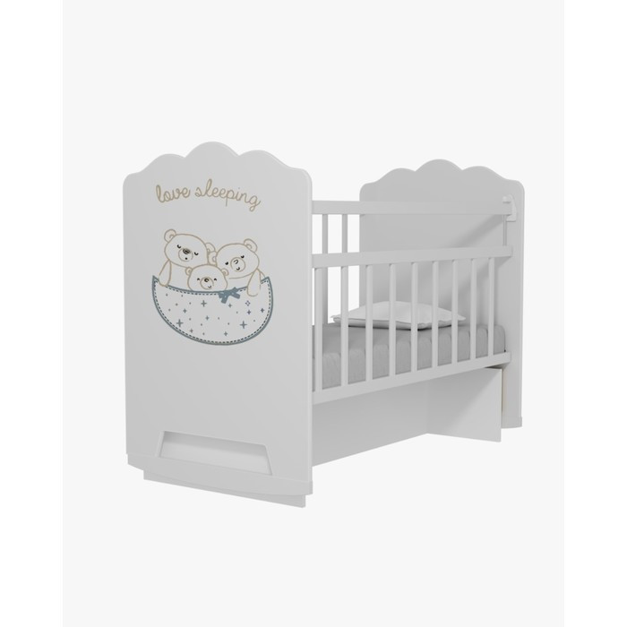 Кровать детская Love Sleeping колесо-качалка с маятником (белый) (1200х600) - фото 2 - id-p223800354