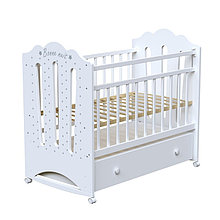 Кровать детская BONNE колесо-качалка с ящиком  (белый) (1200х600)