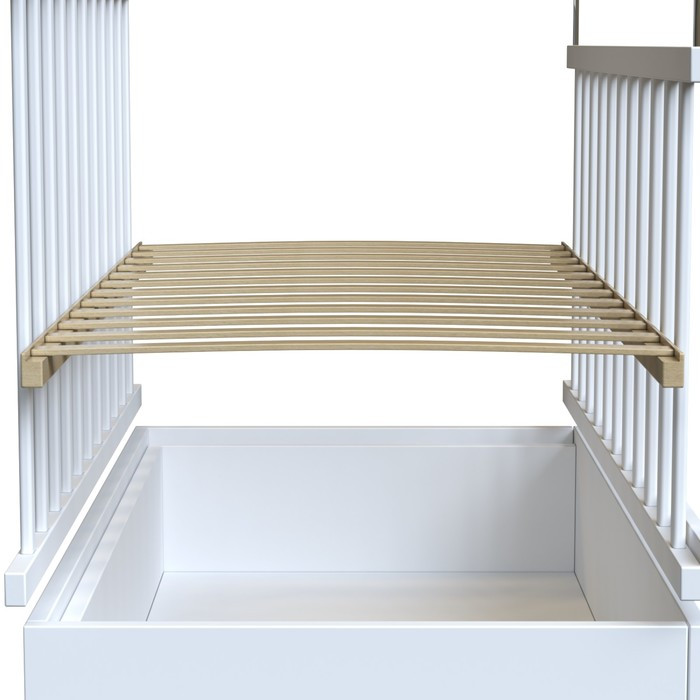 Кровать детская BONNE колесо-качалка с ящиком (белый) (1200х600) - фото 3 - id-p223800356