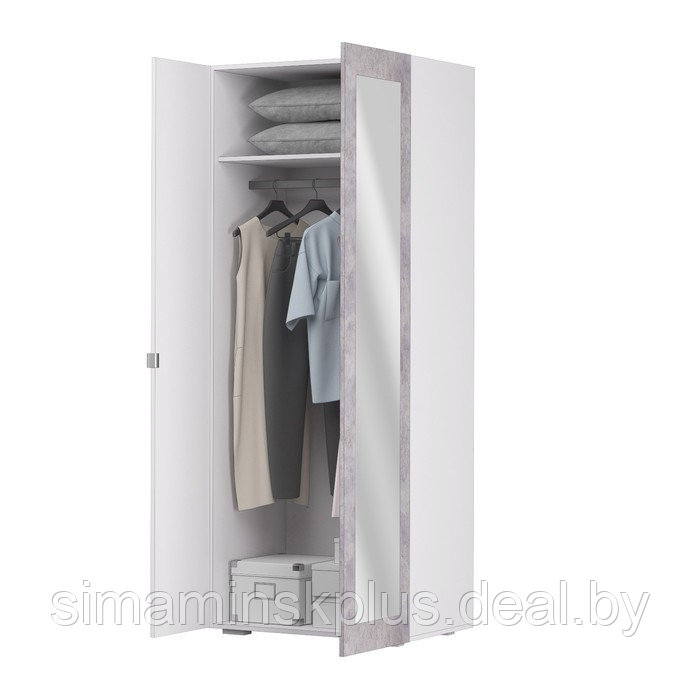 Шкаф 2-створчатый «Акцент №22», 800 × 523 × 2020 мм, цвет белый / цемент светлый - фото 2 - id-p223800694