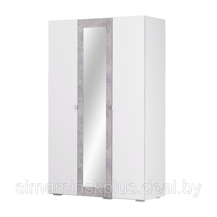 Шкаф 3-створчатый «Акцент №25», 1250 × 523 × 2020 мм, цвет белый / цемент светлый - фото 1 - id-p223800703