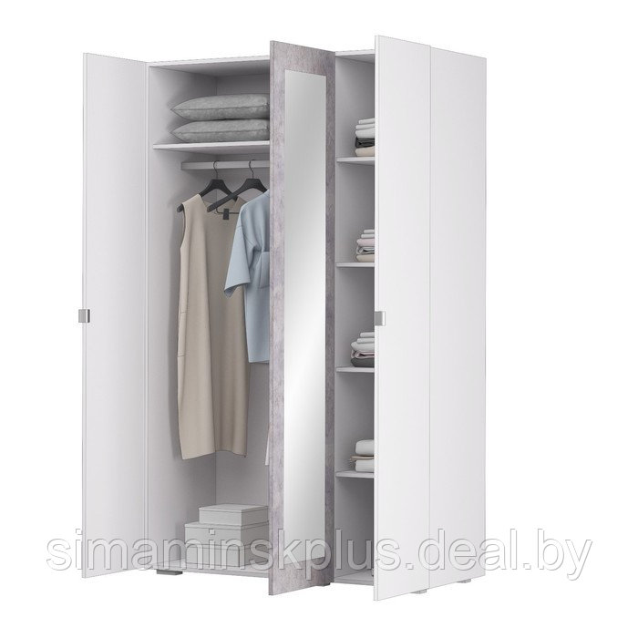 Шкаф 3-створчатый «Акцент №25», 1250 × 523 × 2020 мм, цвет белый / цемент светлый - фото 2 - id-p223800703