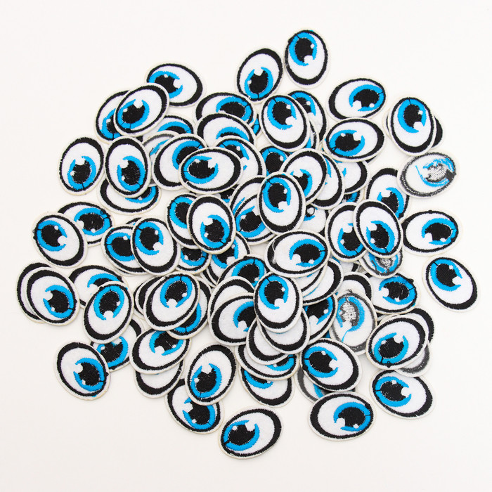 Набор термонаклеек «Глаза»: правый и левый, 2,7 × 2 см, овальный, цвет голубой, 100 шт. - фото 2 - id-p223800721