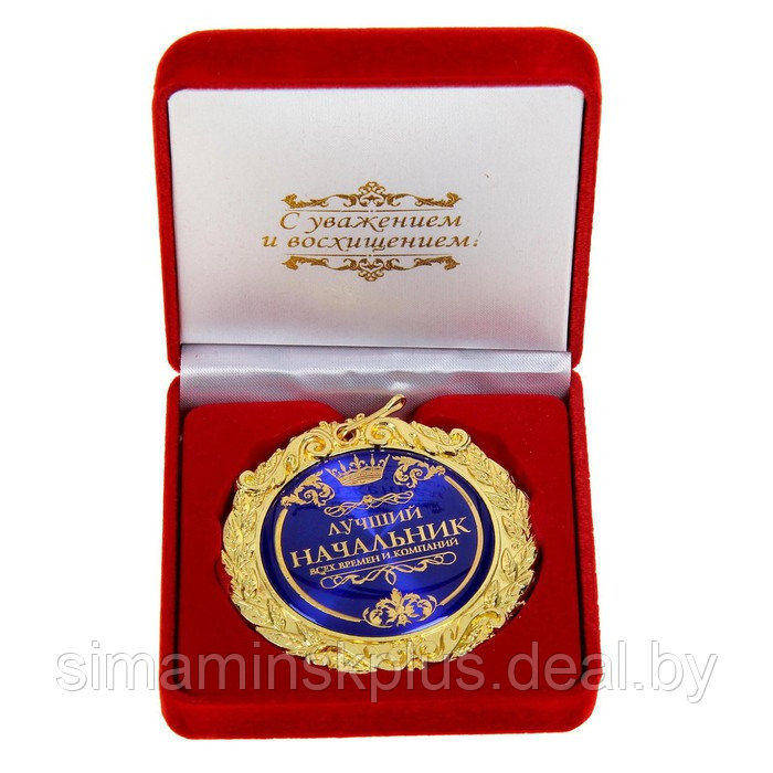 Медаль в бархатной коробке "Лучший начальник", диам. 7 см - фото 1 - id-p223800936