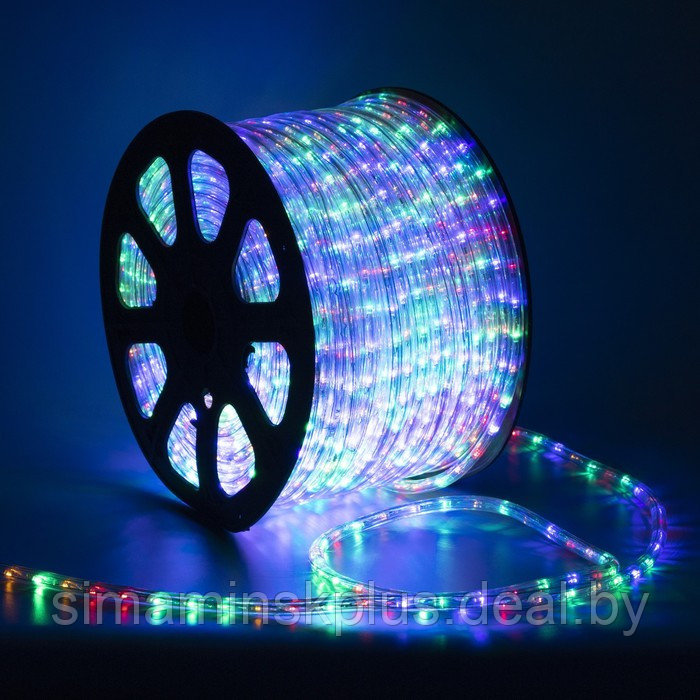Световой шнур Luazon Lighting 13 мм, IP65, 100 м, 36 LED/м, 220 В, 2W, постоянное свечение, свечение мульти - фото 1 - id-p223801231
