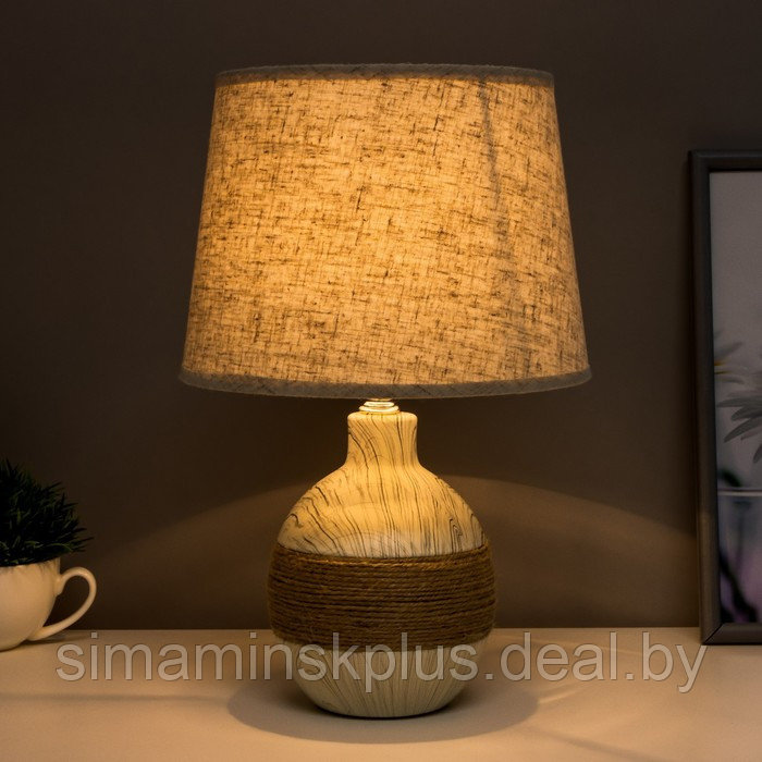 Лампа настольная с абажуром "Шпагат серый" Е14 23х23х34 см - фото 3 - id-p223801299