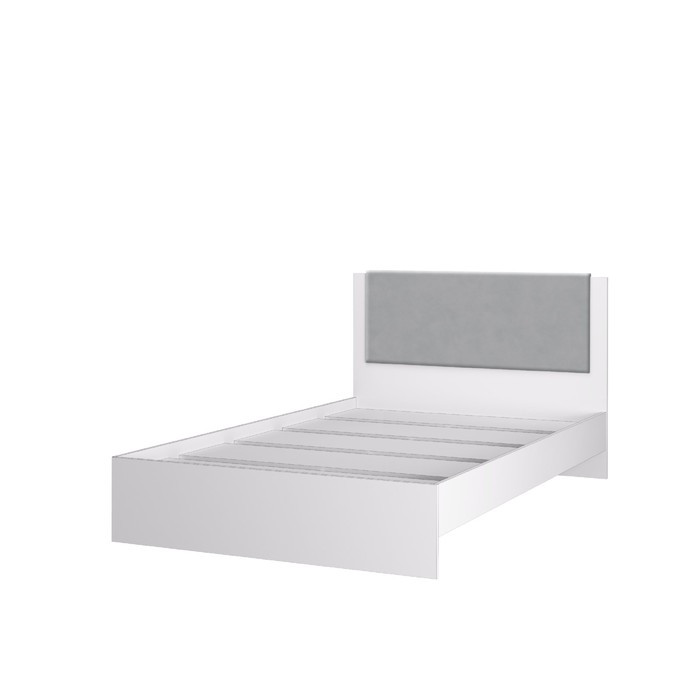 Кровать «Акцент №1200М», 1200×2000 мм, цвет белый / цемент светлый / веллюкс сильвер - фото 3 - id-p223801185