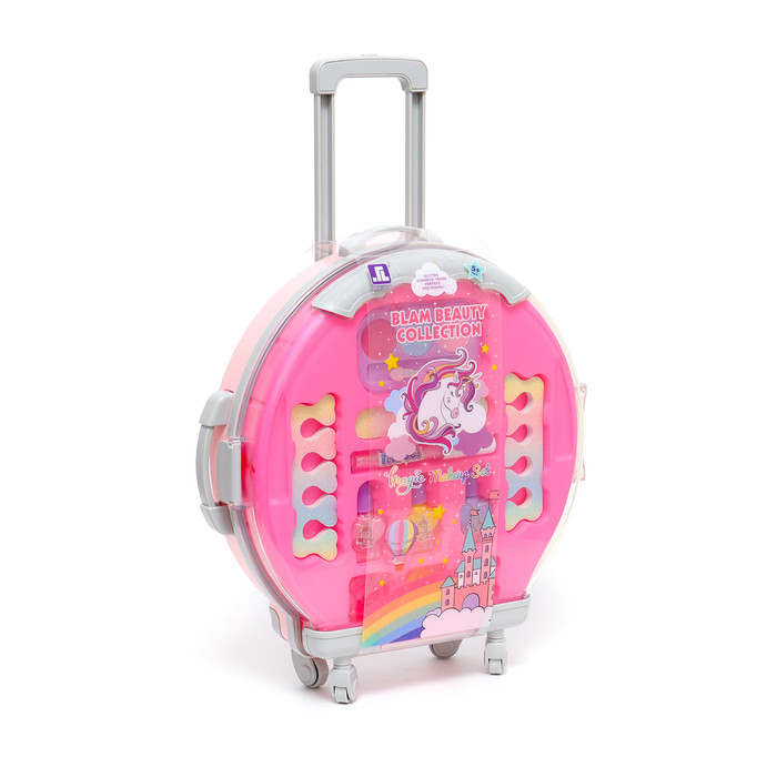 Набор косметики для девочки "Чемодан на колёсах", розовый, с накладными ногтями - фото 1 - id-p223801040